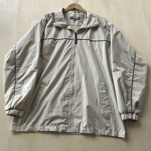 Kenpo Jacket Mens Medium Beige Windbreaker Full Zip Lightweight Casual Outdoor